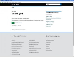 Gov.Uk transaction - organ donor prompt